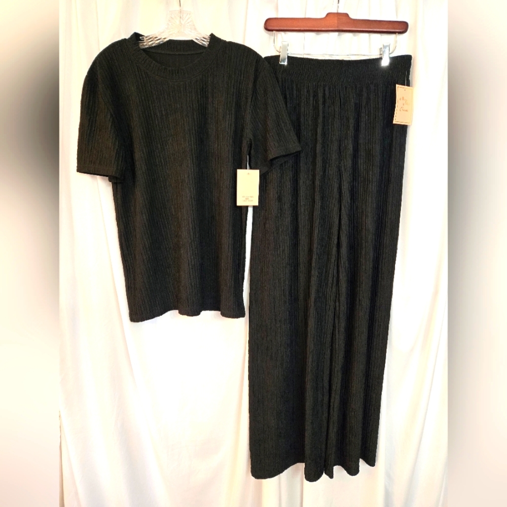 New Mix Classic Texture Black  2 Piece Pantsuit Women Size L